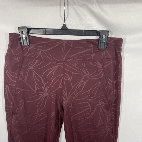 NWT Sweaty Betty [ Large ] Floral All Day Embossed Leggings in Plum Red - Picture 6 of 12